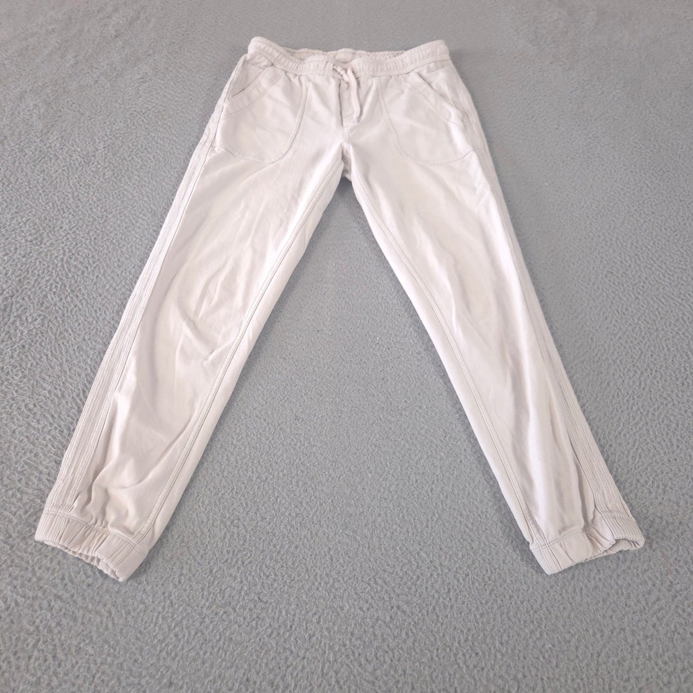 Athleta Pants Womens‎ 4 Beige Farallon Jogger Tapered Leg Cotton Stretch Ribbed